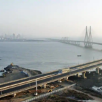 An aerial view of the deserted Bandra-Worli Sealink, Mumbai