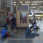 Passengers in queue at Dadar station after Indian railways re-open train ticket counters fro reservation following social distancing guidelines and observe the hygiene protocols in view of the ongoing COVID-19 pandemic in Mumbai.