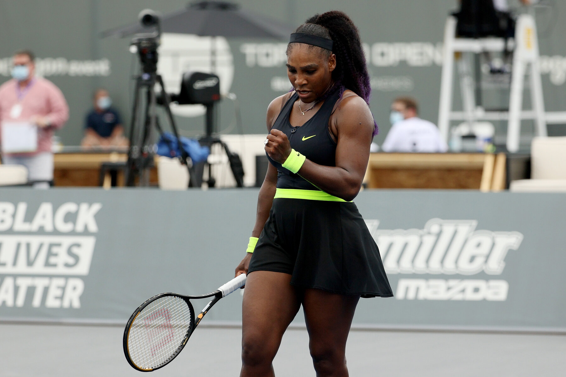 Serena Williams in action against Bernarda Pera in Lexington, Kentucky.