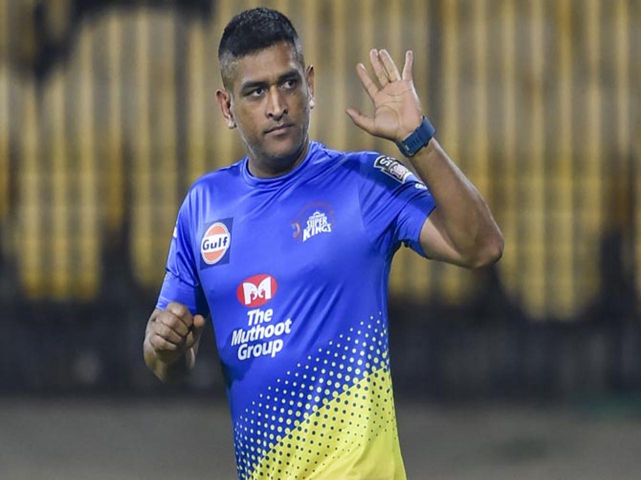 CSK Skipper MS Dhoni during the practice session.