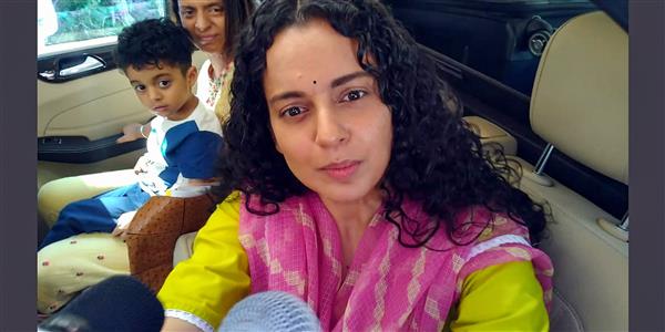 Bollywood actor Kangana Ranaut with sister Rangoli Chandel and nephew