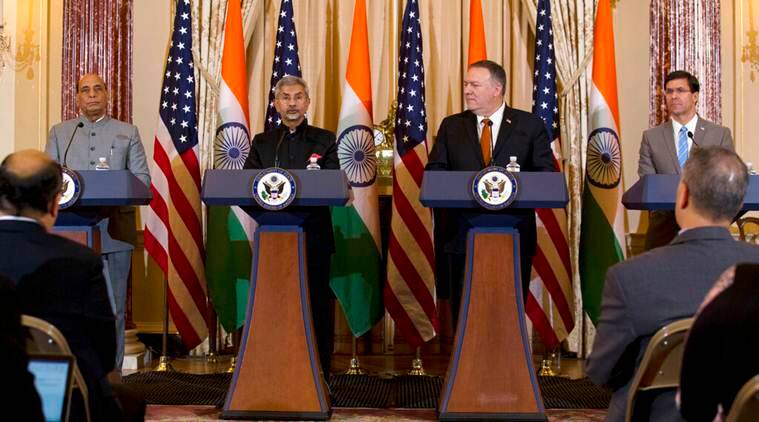 US secretary of state Mike Pompeo with Indian external affairs minister S Jaishankar speaks during a news conference on December 18, 2019.