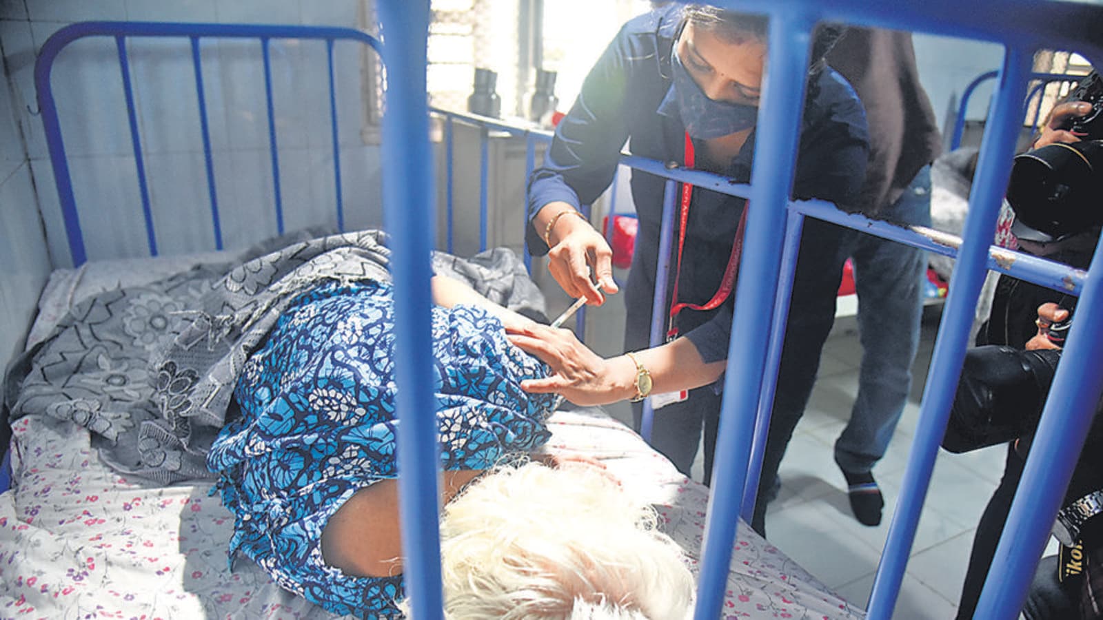 Senior citizens inoculated at Dr Niranjan Wagh Old Age Home, Jogeshwari. 