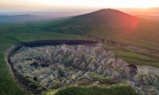 The Batagaika Crater in Siberia, known as the "Gateway to Hell," has significantly expanded over 30 years, showing rapid growth due to climate change.